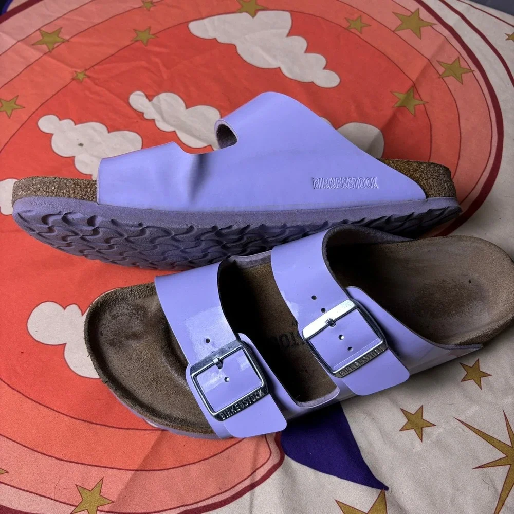 Birkenstock Arizona Lavender Purple Patent Birko-Flor Sandals Womens Walking 41